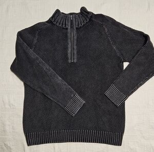 Carbon2Cobalt Men's Black Half-Zip Sweater, Size Large